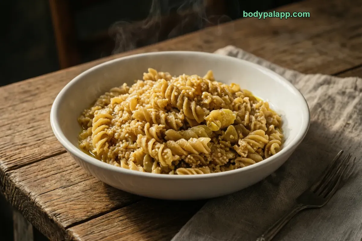 Quinoa pasta, cooked, corn and quinoa