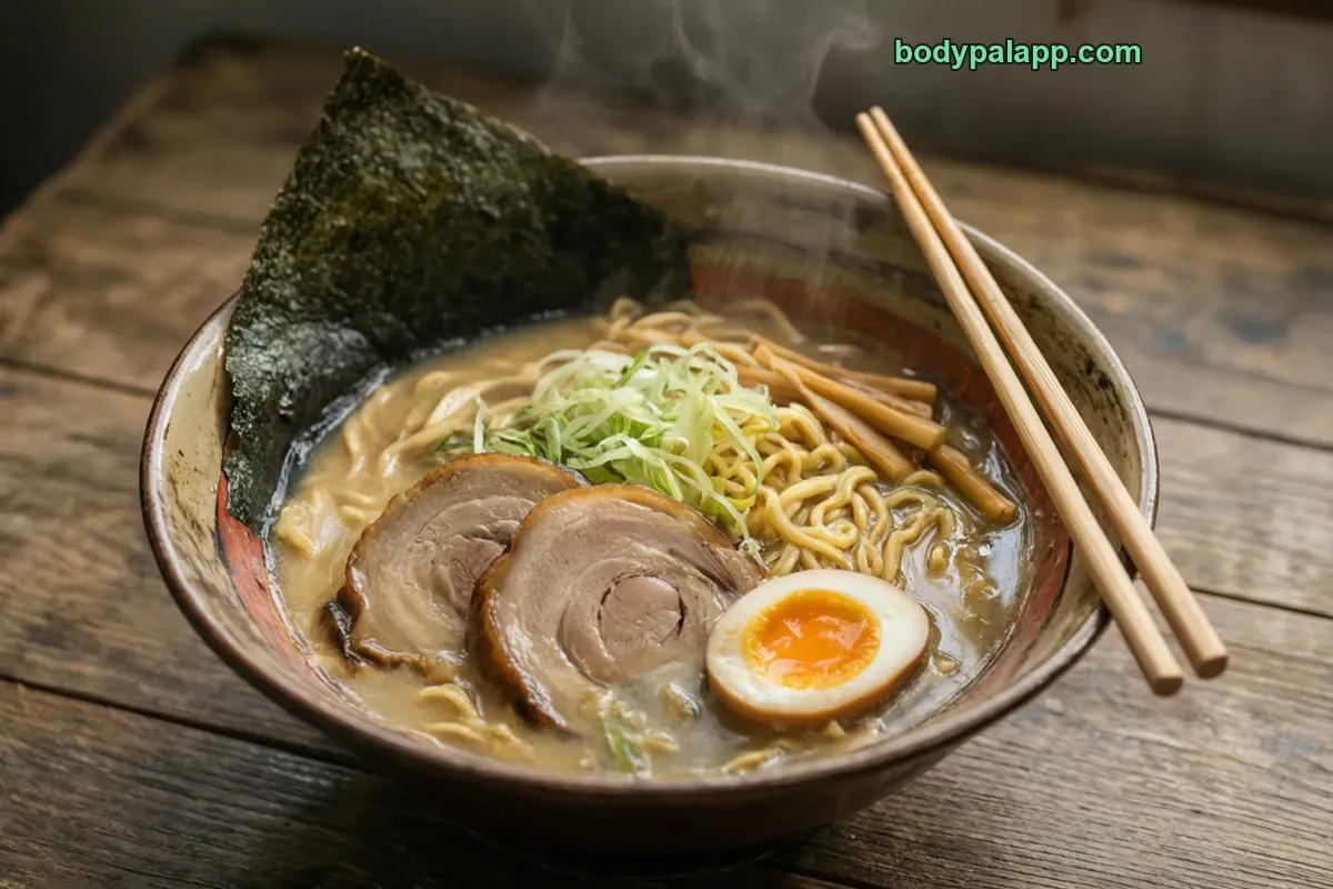 Ramen bowl, prepared, broth included