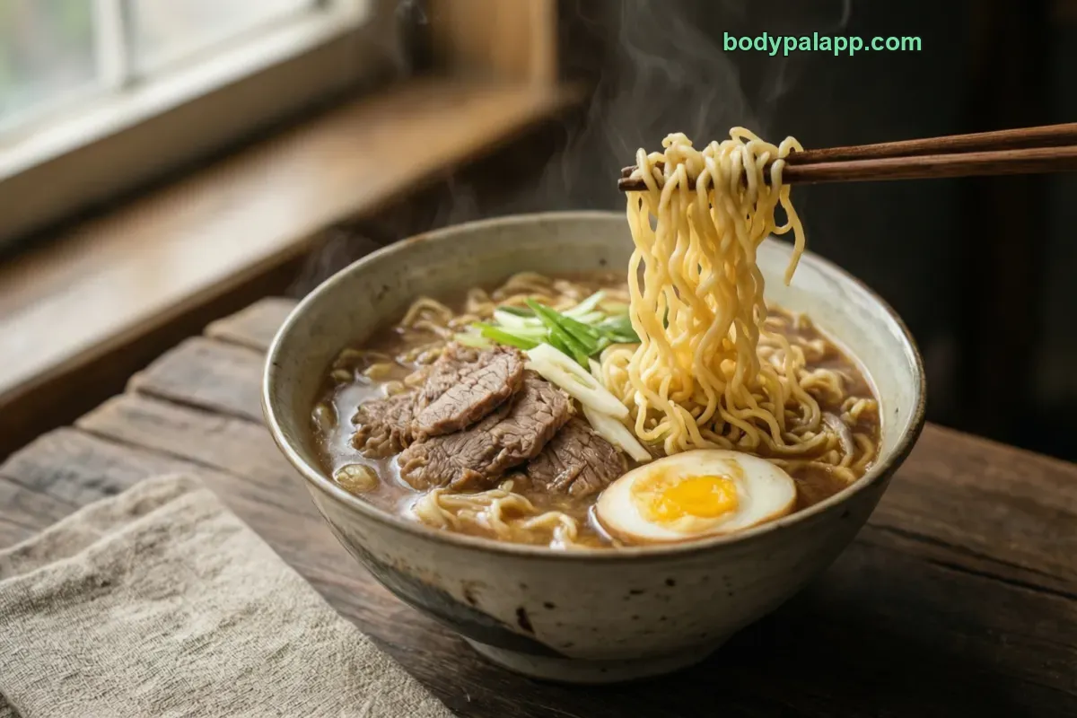 Beef ramen noodles, dry, beef flavor