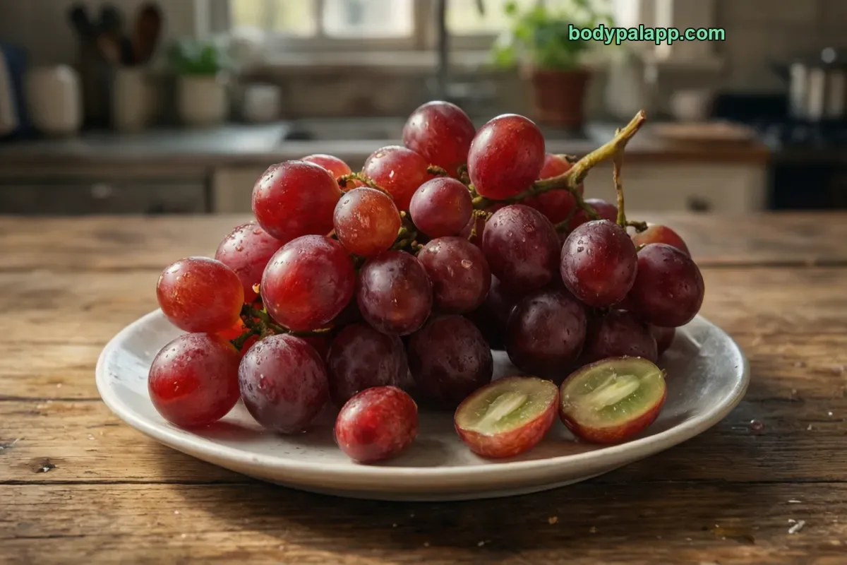 Red grapes, raw, seedless