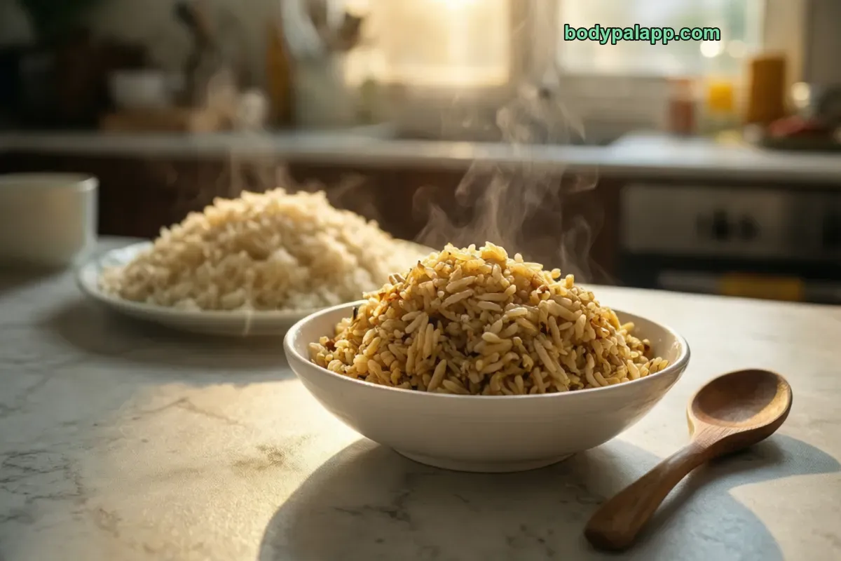 Cooked white rice, long-grain, enriched, cooked