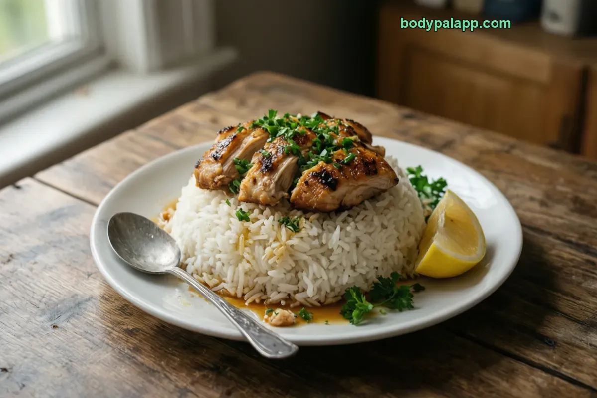 Rice with chicken, home-style, no sauce