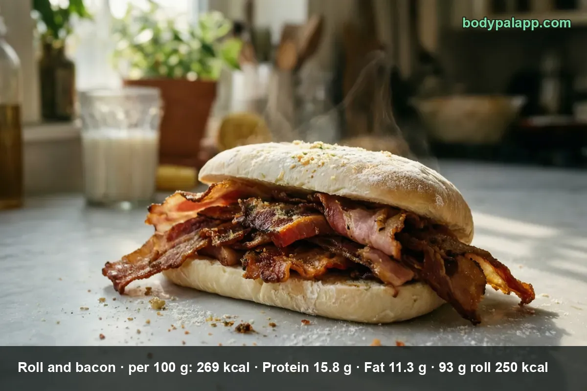 Roll and bacon - 250 calories per portion