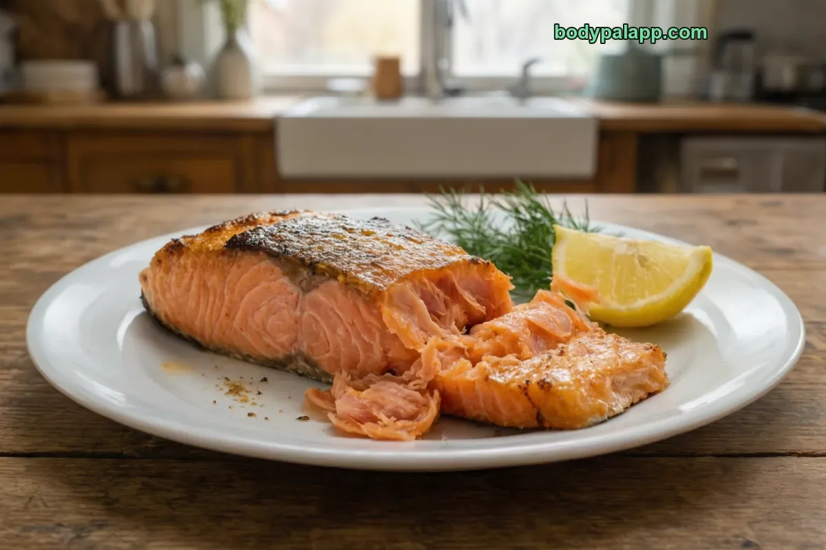 Cooked salmon, sockeye, cooked dry heat