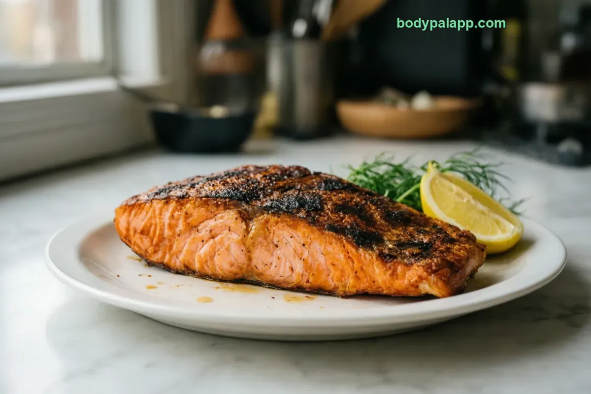 Grilled salmon, grilled