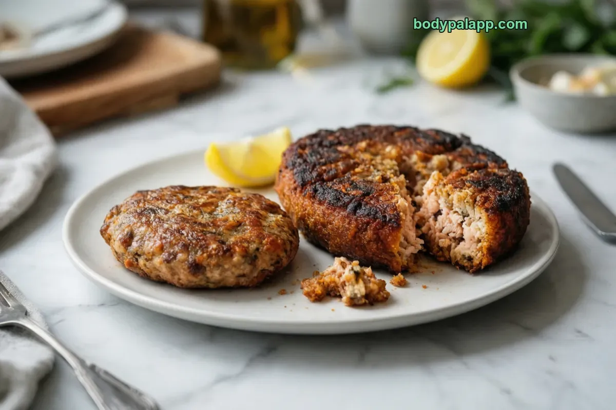 Salmon patty, cooked