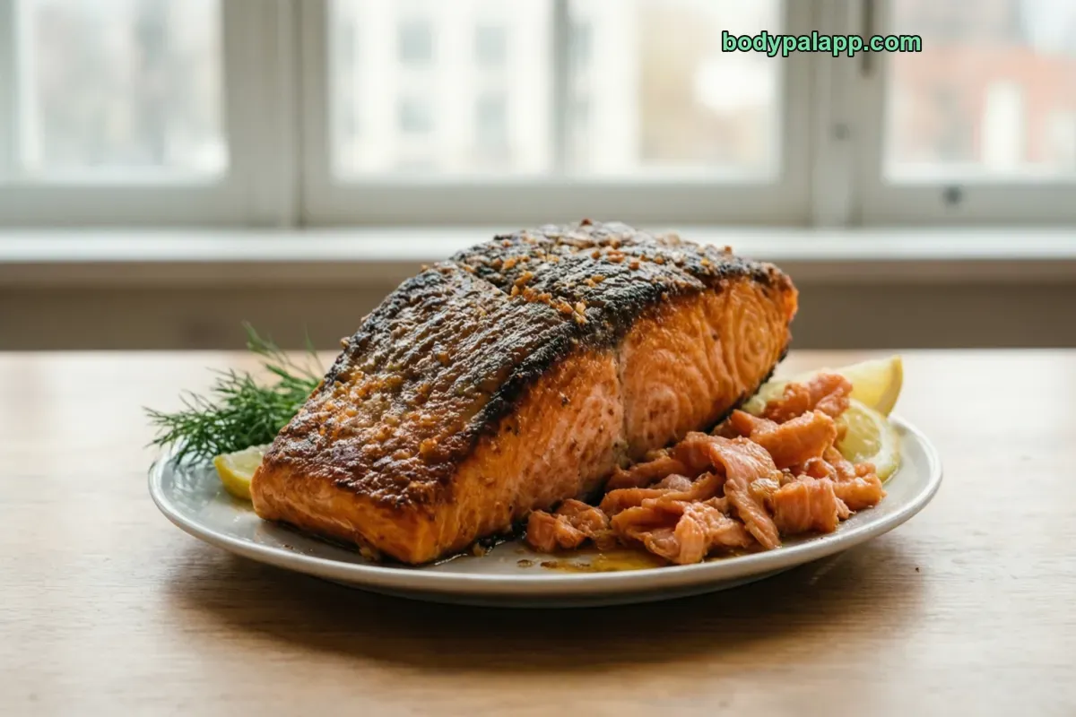 Salmon portion, baked or broiled