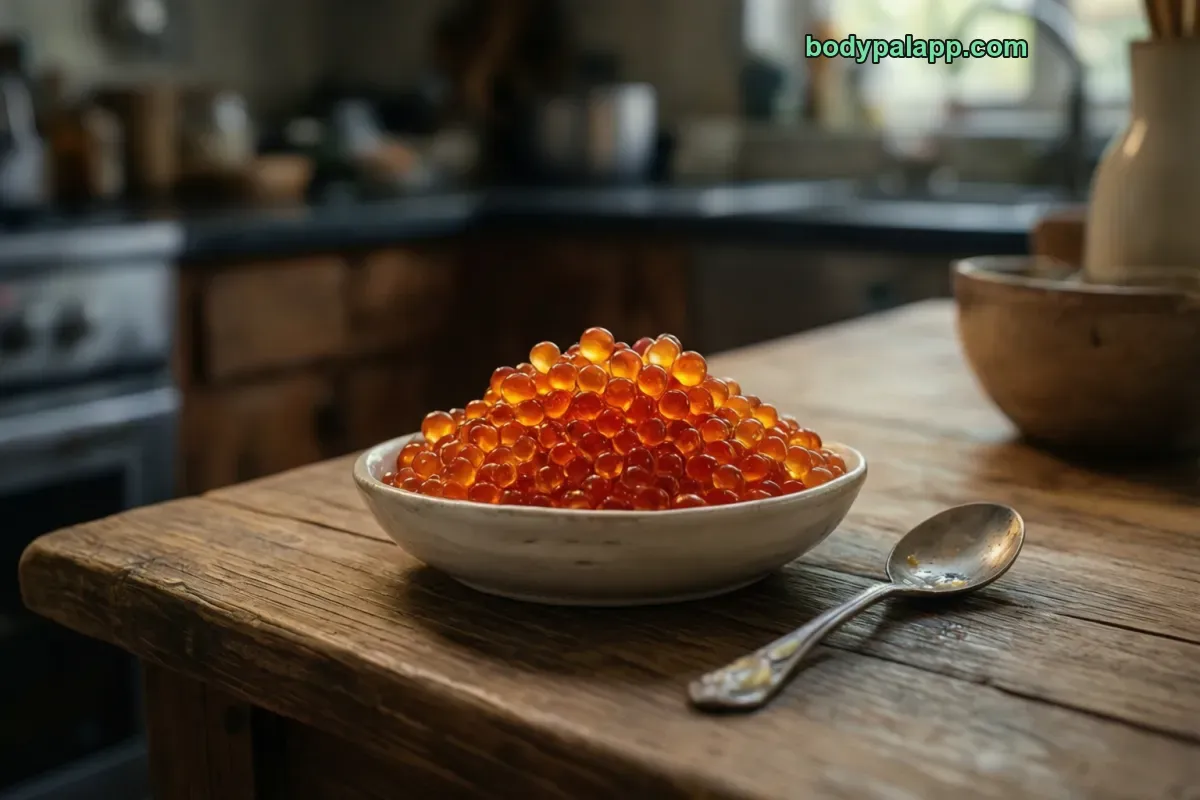 Salmon roe, raw, salmon variety