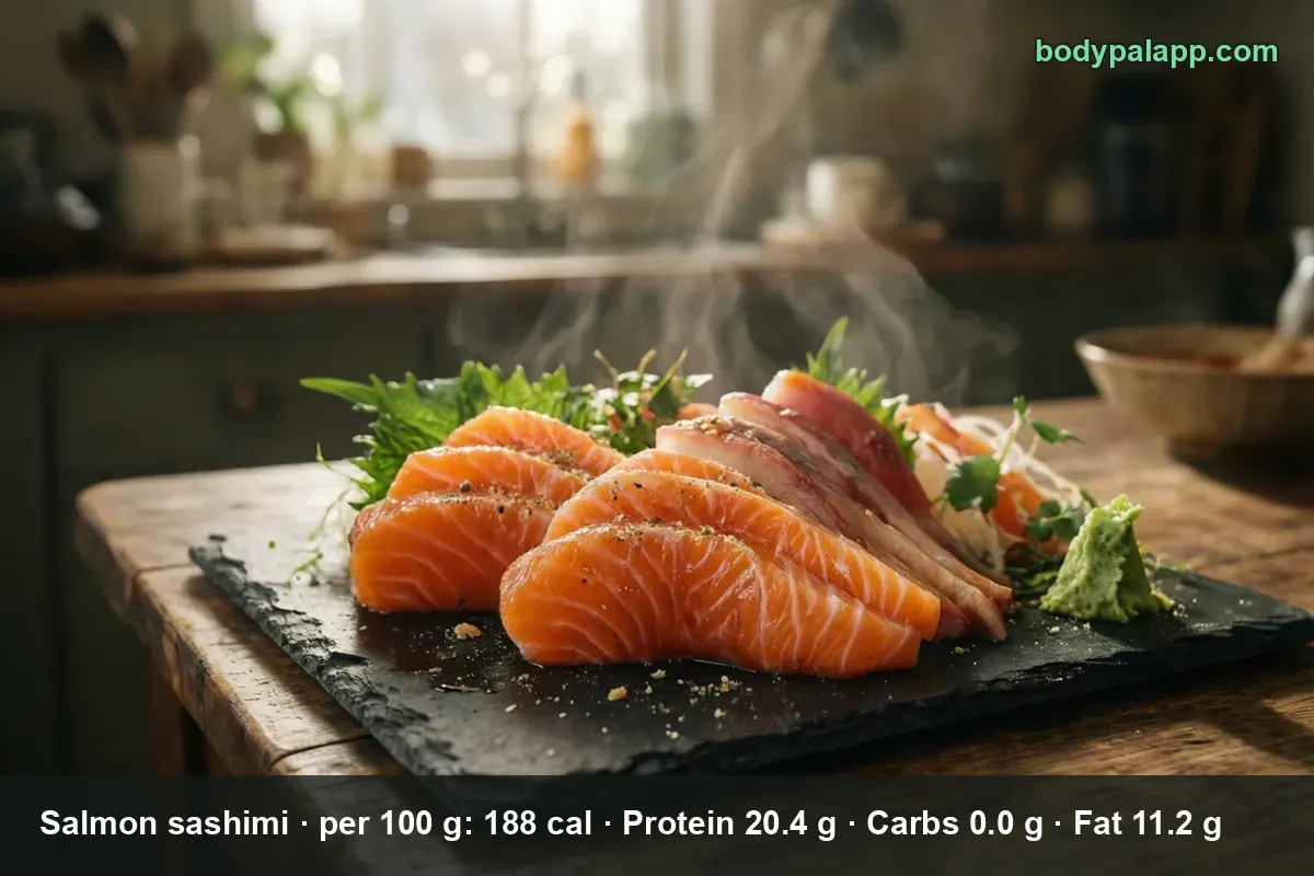 Salmon sashimi, sliced raw salmon