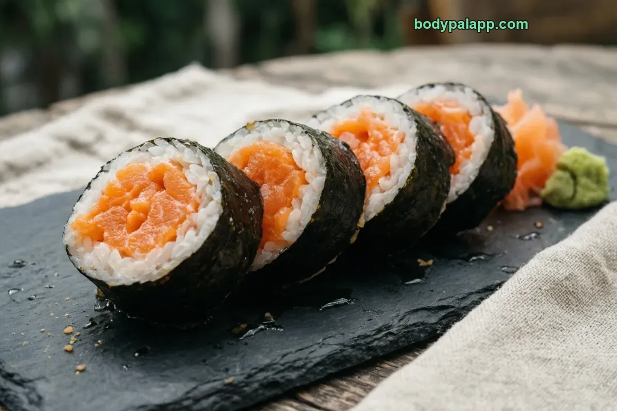 Salmon sushi roll, ready-to-eat