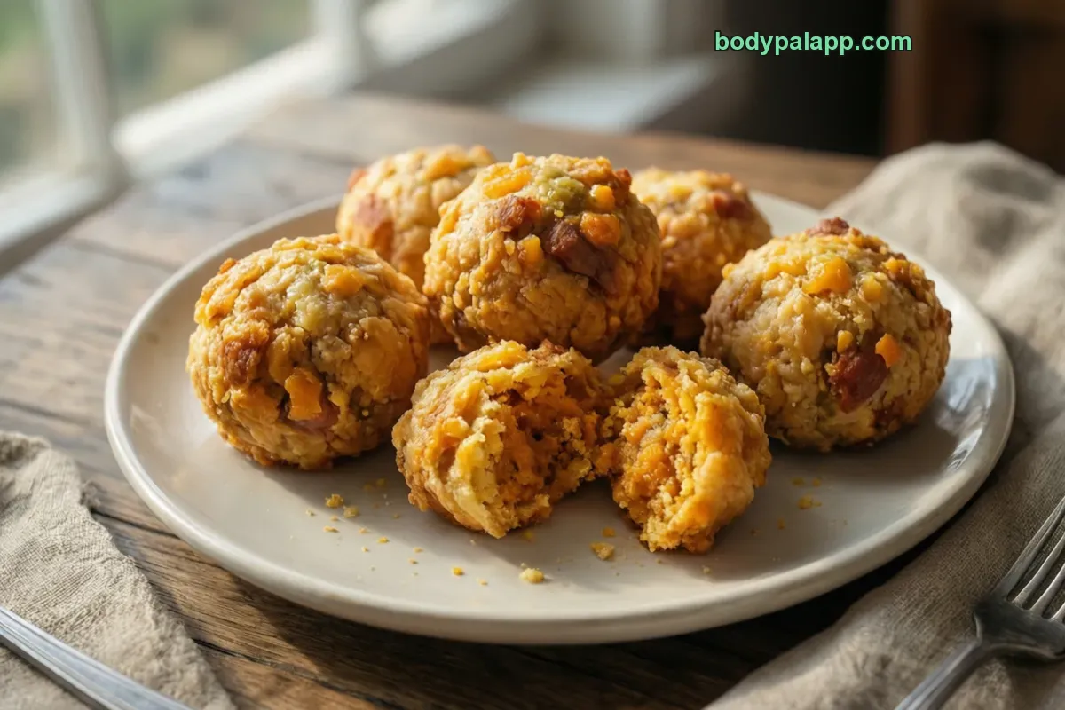 Sausage ball, cooked pork sausage base