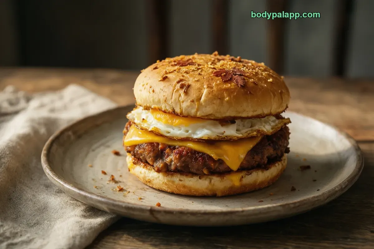 Sausage egg mcgriddle, fast food, with cheese