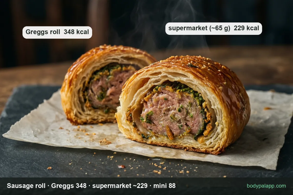 Sausage roll variants calories comparison