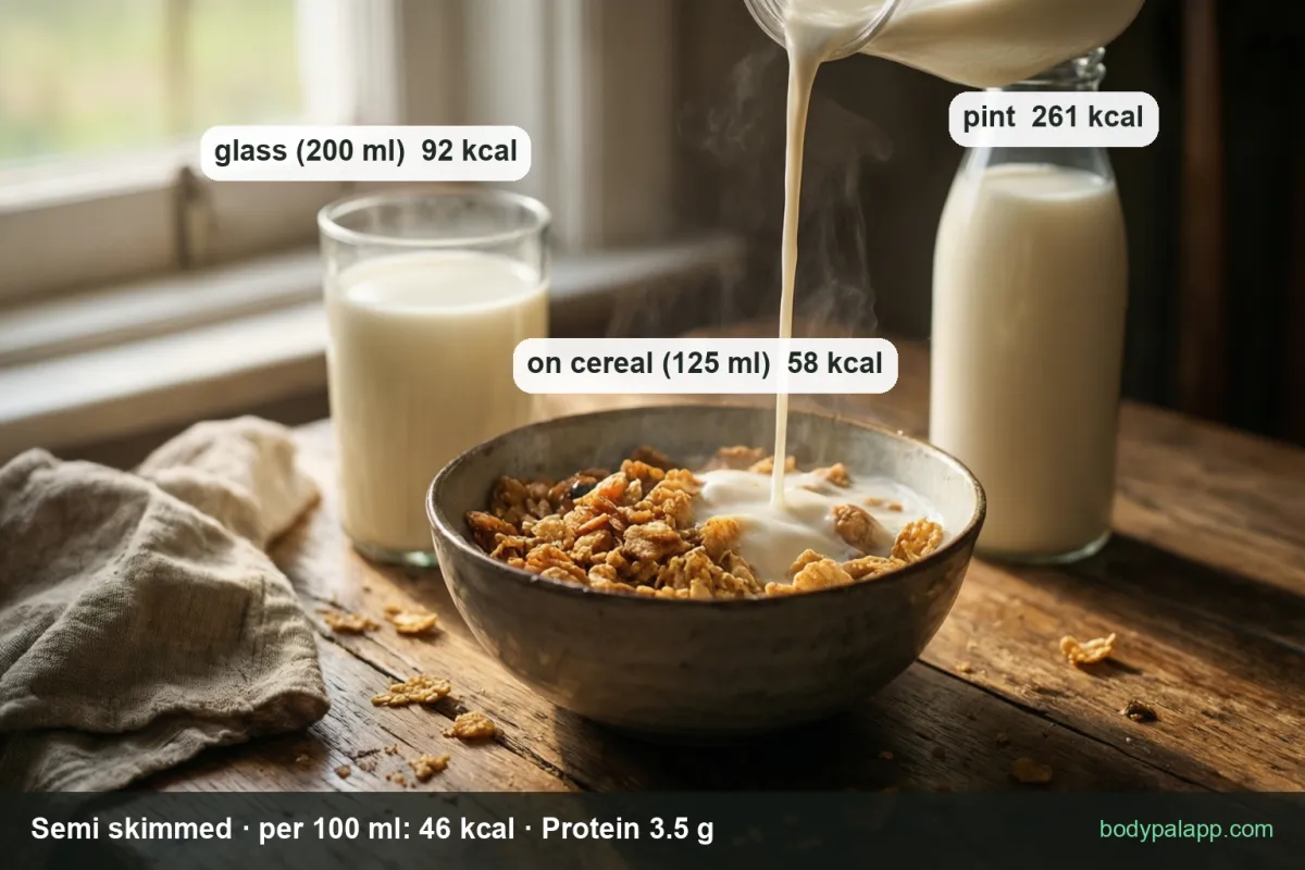 Semi skimmed milk variants calories comparison