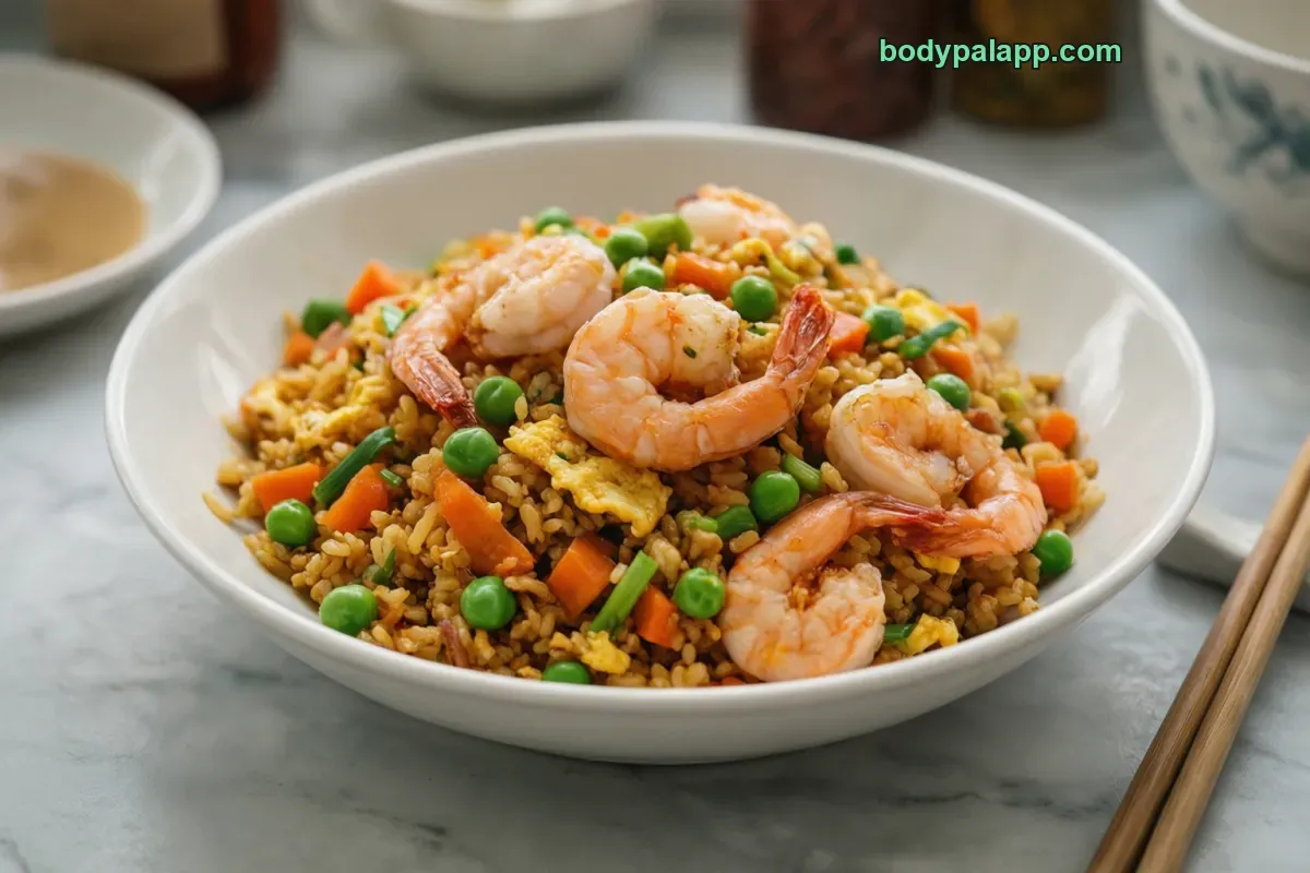 Shrimp fried rice, fried rice with shrimp
