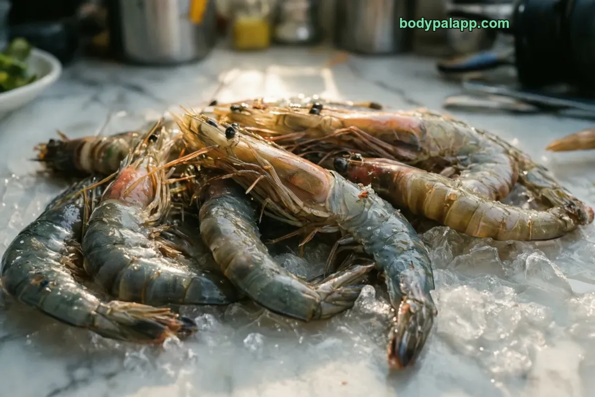 Raw shrimp, raw