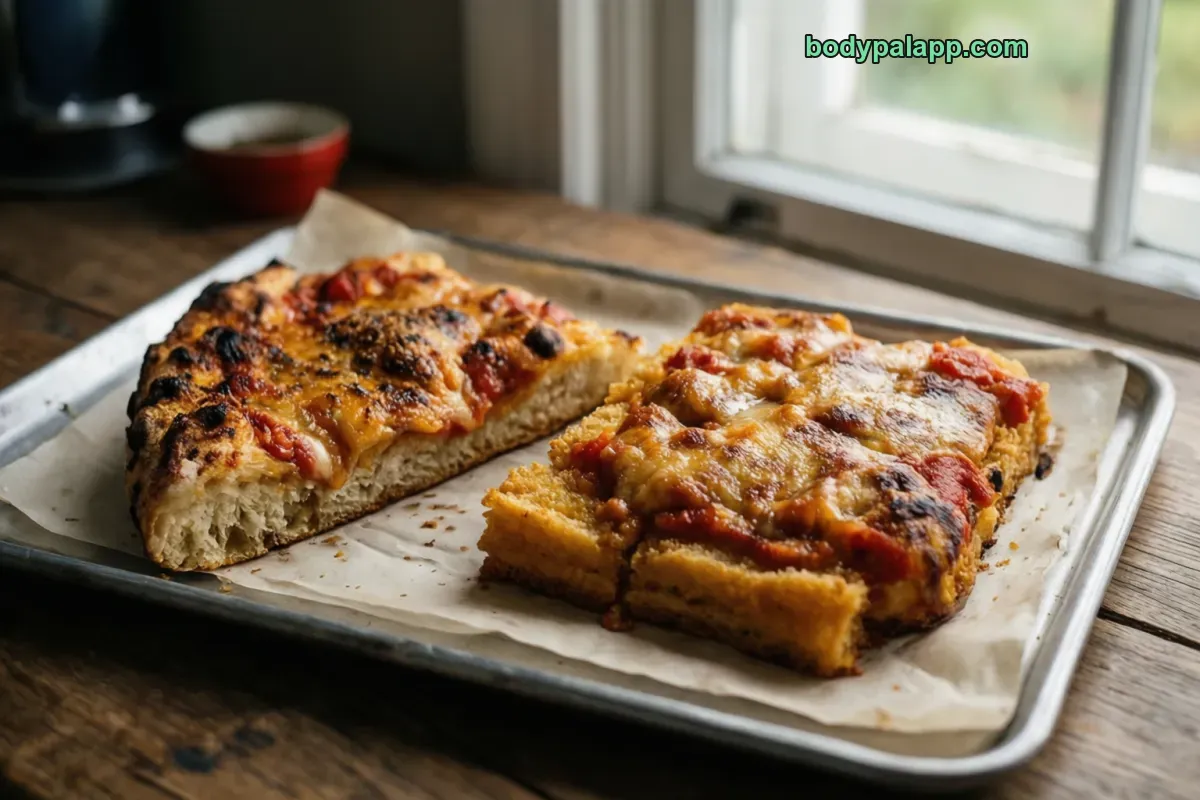 Sicilian pizza, thick crust, cheese