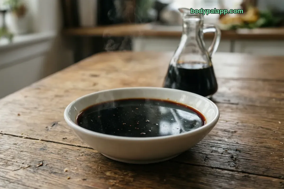Soy sauce, made from soy and wheat