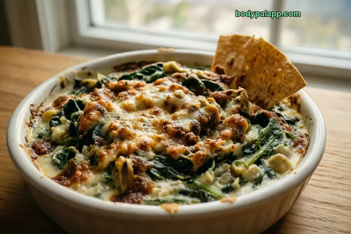 Spinach artichoke dip, homestyle, ready to serve