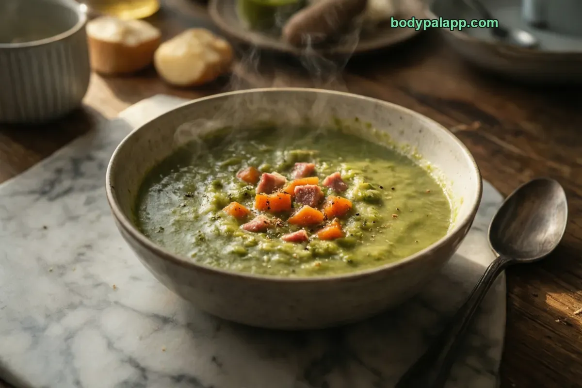 Split pea soup, prepared, no meat