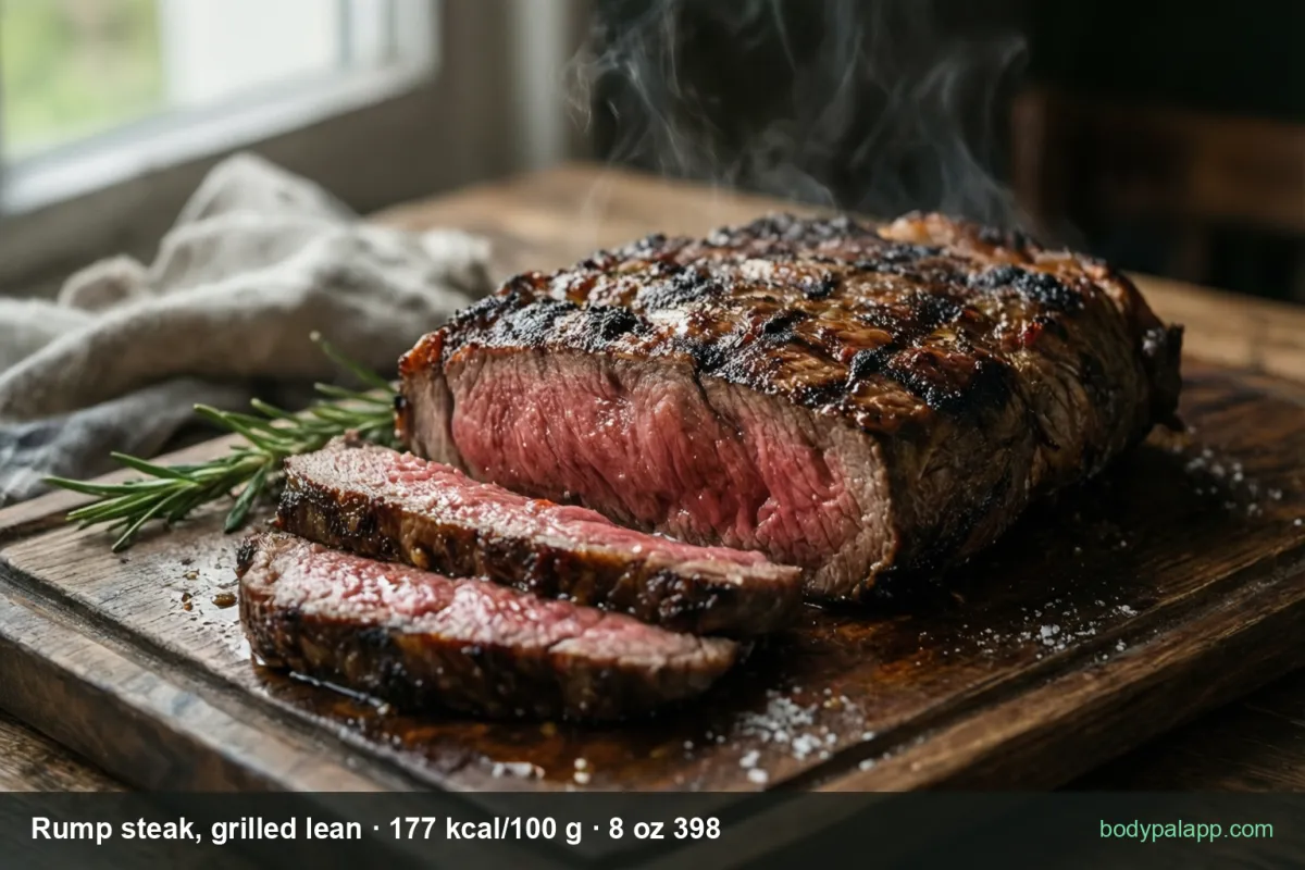 Steak - 398 kcal per 8 oz lean rump