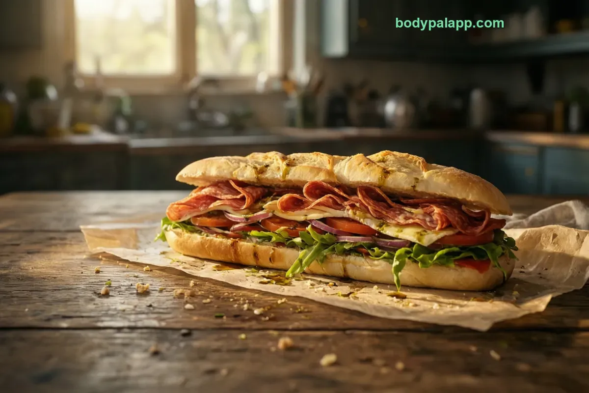 Sub sandwich, ham, restaurant-style
