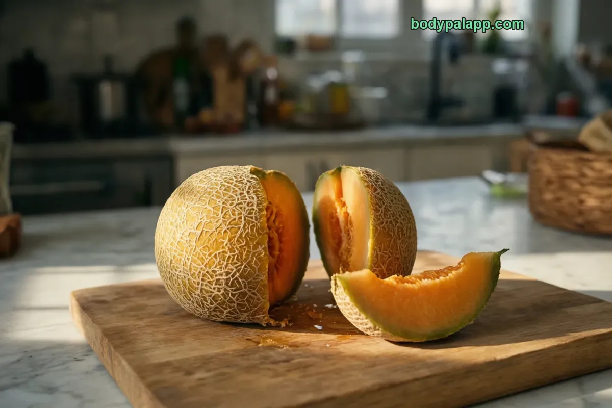 Sugar kiss melon, cantaloupe type, raw