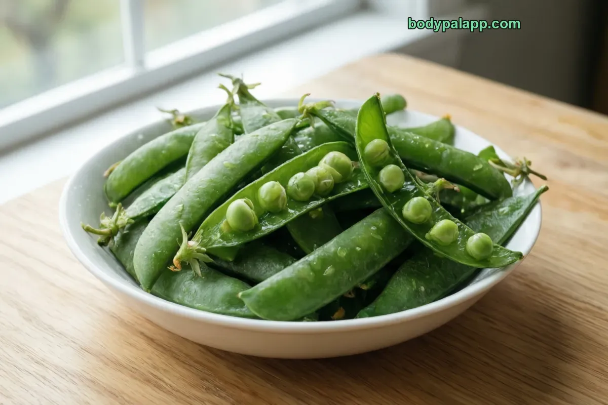 Sugar snap peas, raw, edible pods