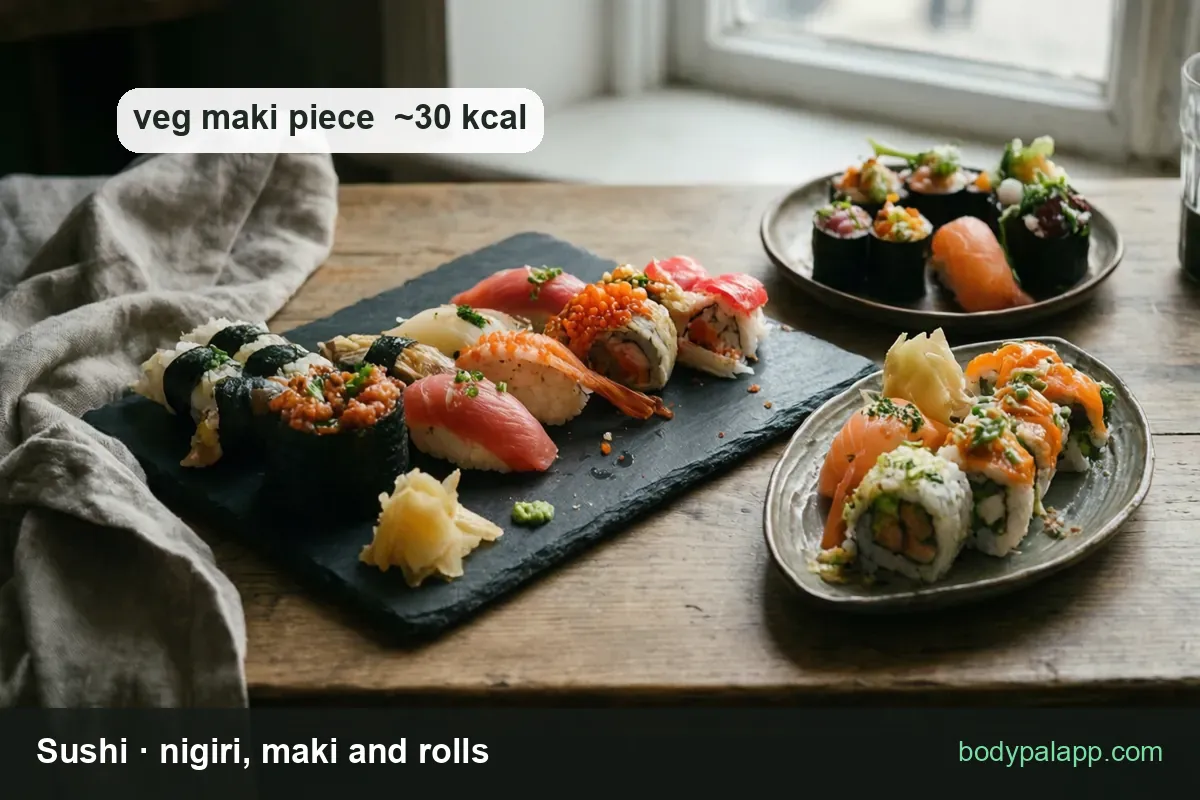 Sushi variants calories comparison