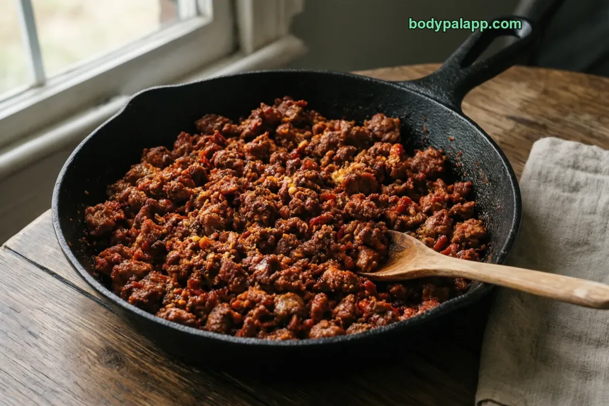 Taco beef, taco filling, with cheese