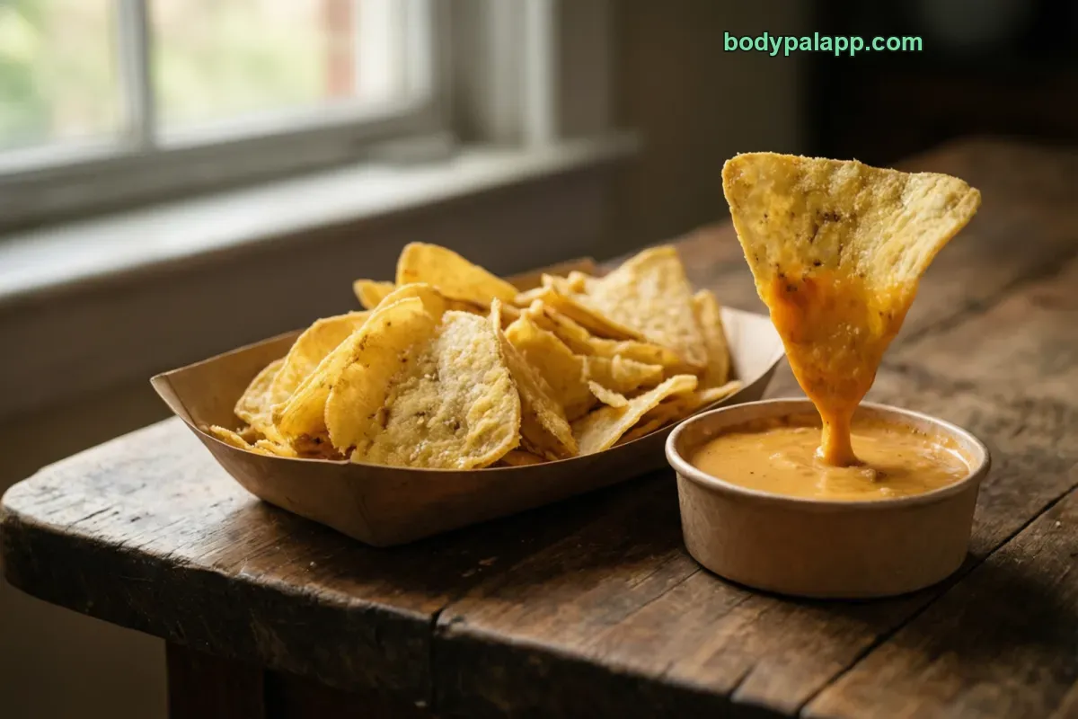 Taco bell chips and cheese, fast food