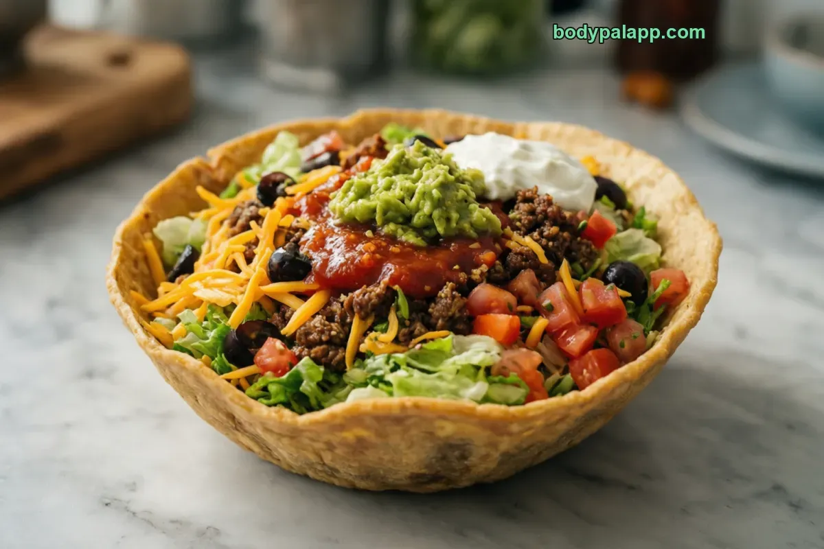 Restaurant taco salad, with meat, restaurant style