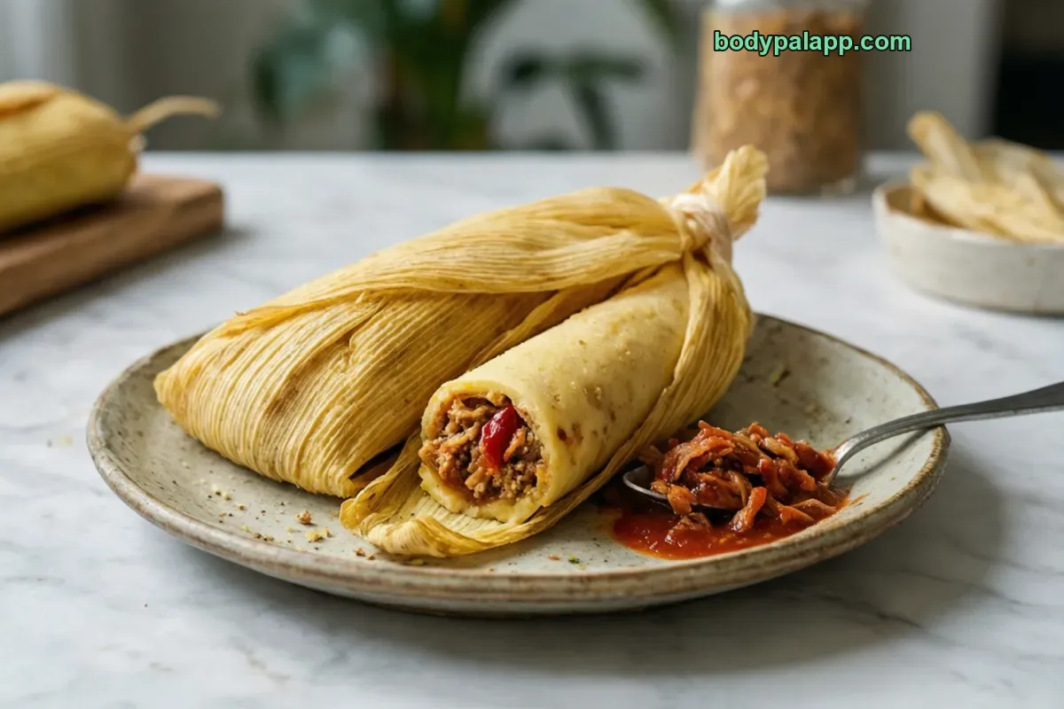 Tamale, with meat filling