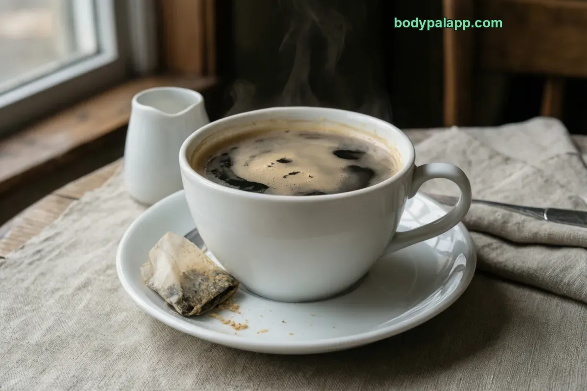 Tea with milk, hot, with milk