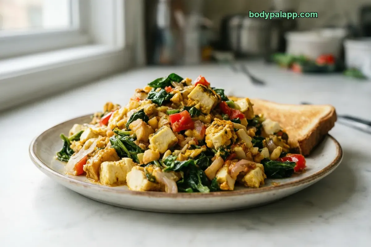 Tofu scramble, packaged, per label