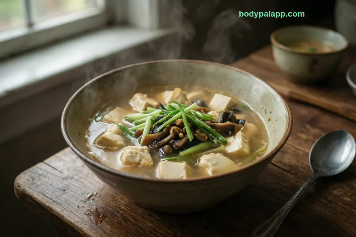 Tofu soup, ready to eat