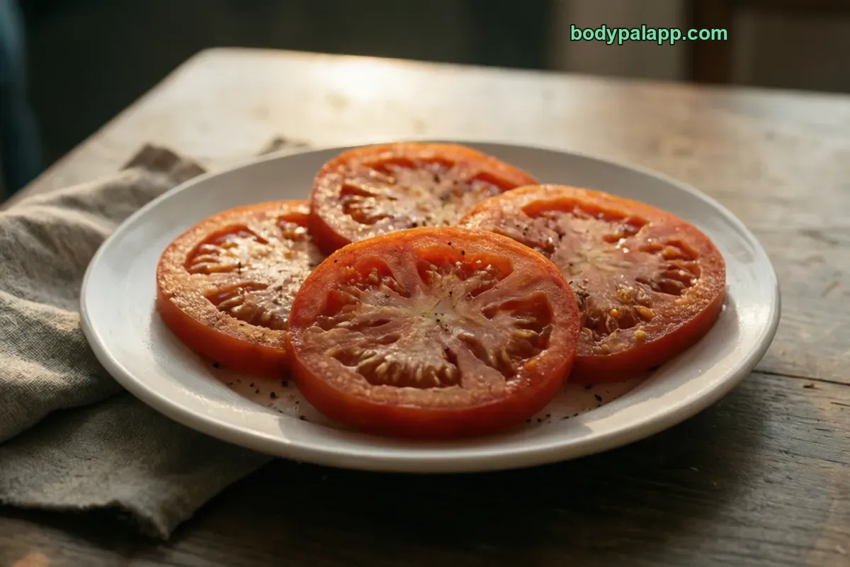 Tomato slice, red, ripe, raw