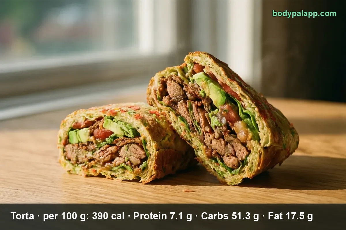 A pressed torta roll cut in half, filled with steak, avocado, lettuce and tomato.