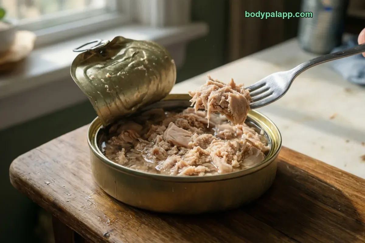Tuna canned in water, light tuna, drained