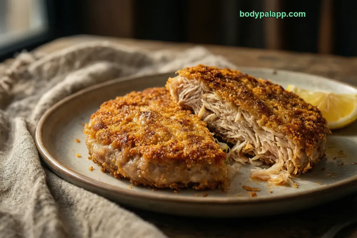 Tuna patty, cooked patty