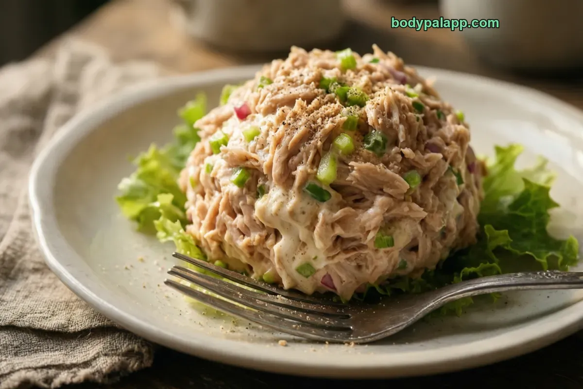 Tuna salad with mayo, made with mayonnaise