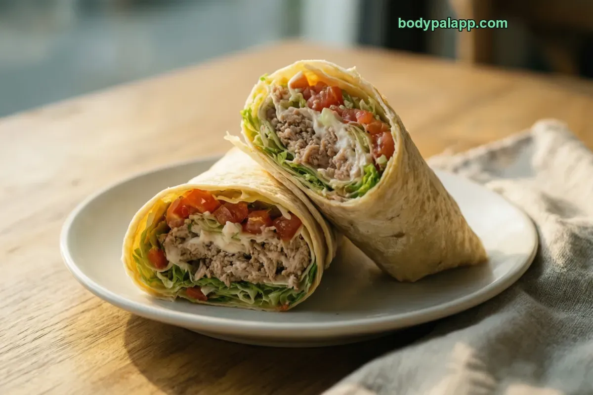 Tuna wrap, tuna salad filling