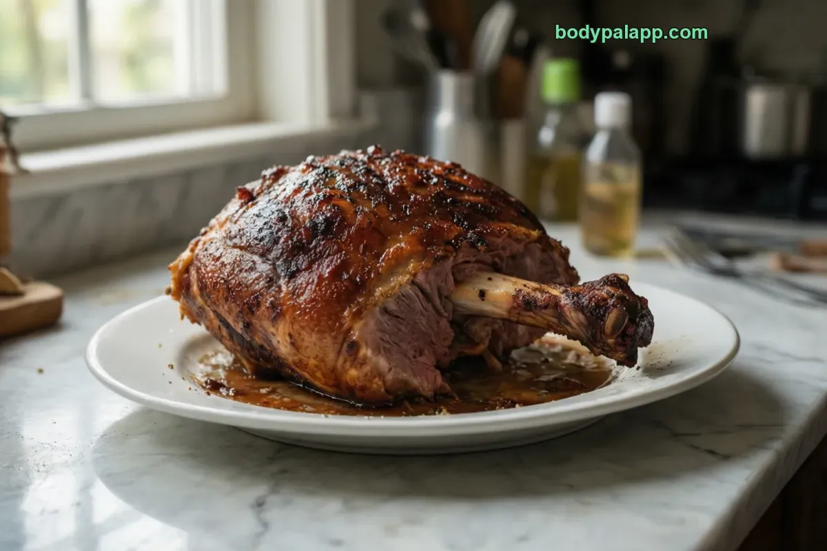 Turkey thigh, roasted, meat and skin