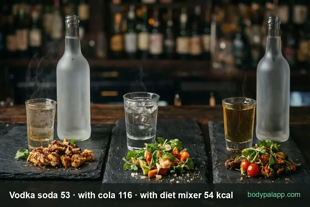 Vodka variants calories comparison