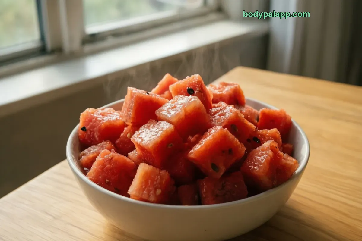 Watermelon chunks, raw, diced