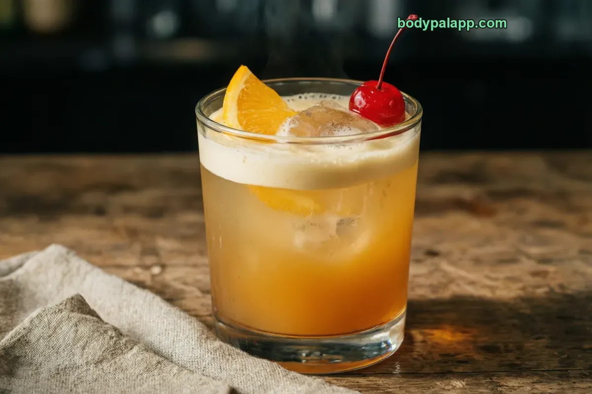 Whiskey sour, prepared from mix and whiskey