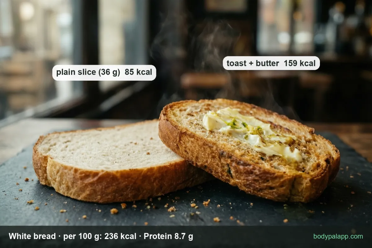 White bread variants calories comparison