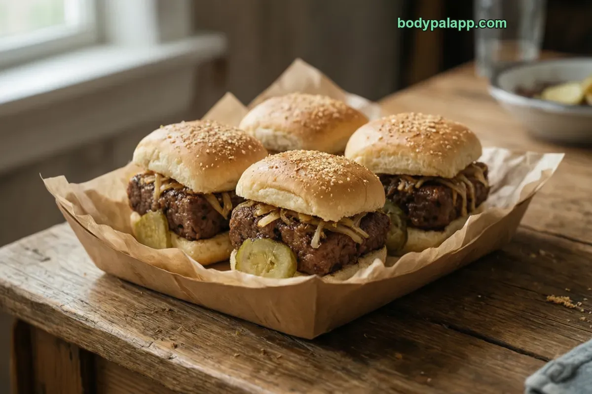 White castle slider, as served