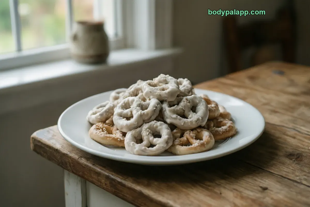 Yogurt covered pretzels, packaged, per label