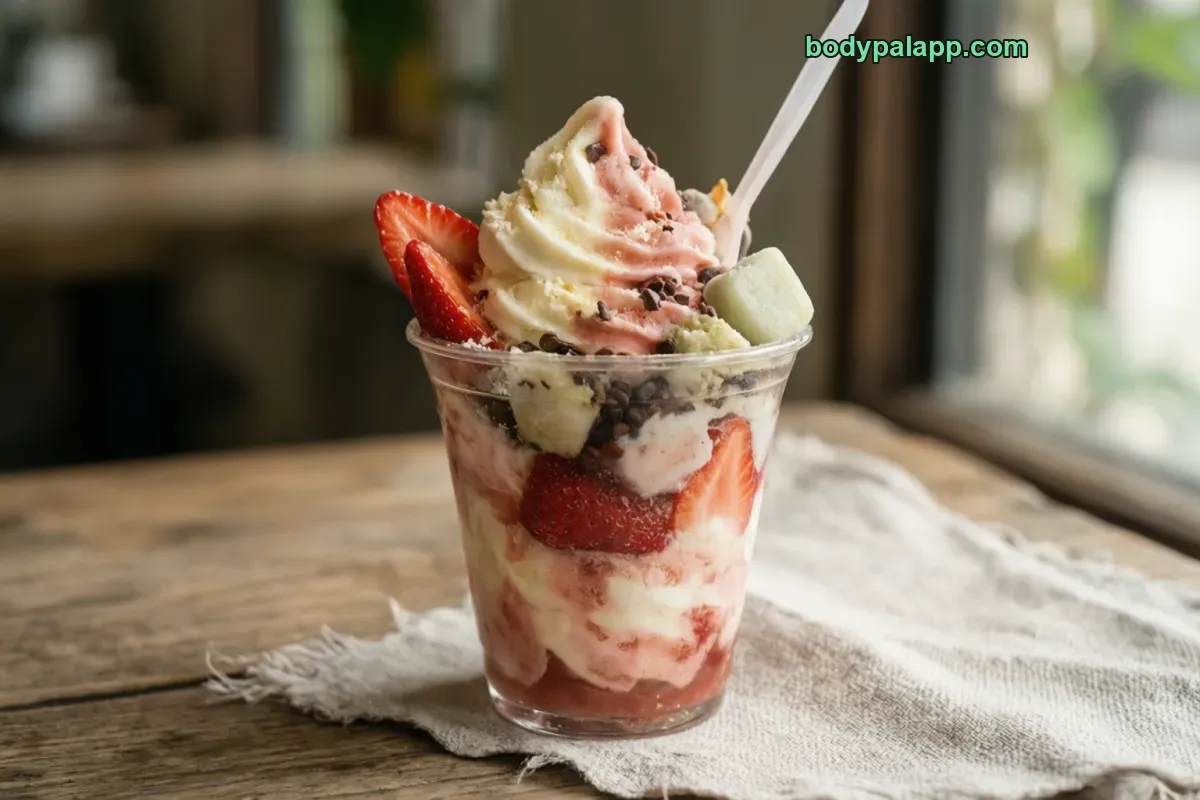Self-serve frozen yogurt, soft serve, vanilla